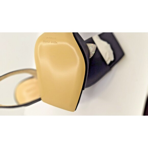 Mach & Mach Slingback Heel Sandals Women's 37 Black Embellished‎ Crystal Heart - Picture 14 of 16